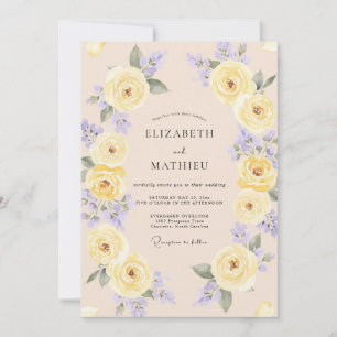 Pale Yellow Whimsical Spring Wedding Invitation