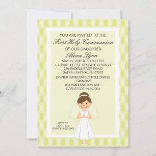 Pale YellowPretty First  Communion Girl Invitation