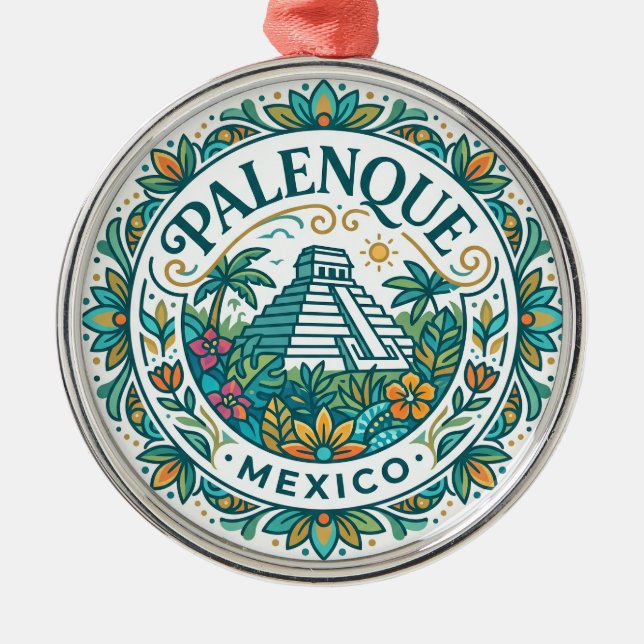 Palenque Mexico Metal Ornament (Front)