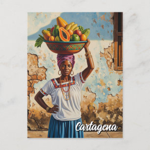 Palenquera fruit seller in Cartagena Colombia Postcard