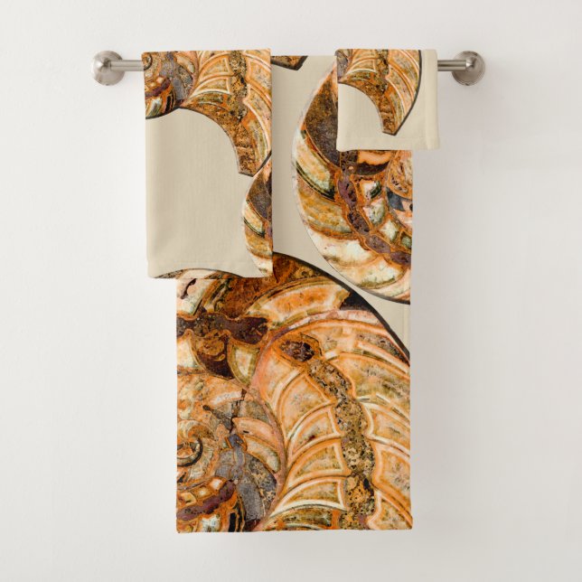 "Paleo-chic" Cleoniceras Cleon Ammonite Fossil Bath Towel Set (Insitu)