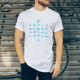 Paleo Hebrew Alphabet Hand Drawn Font Sky-Blue T-Shirt