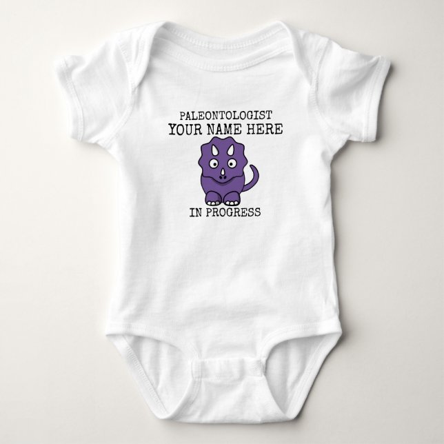 Paleontologist In Progress Customizable Baby Bodysuit (Front)