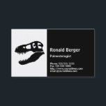 Paleontologist's T-rex Dinosaur Skull Business Card<br><div class="desc">This black and white paleontologist's business card features the skull of the king of dinosaurs,  Tyrannosaurus rex.  The card comes with six customizable fields for your name,  title,  and contact information.</div>