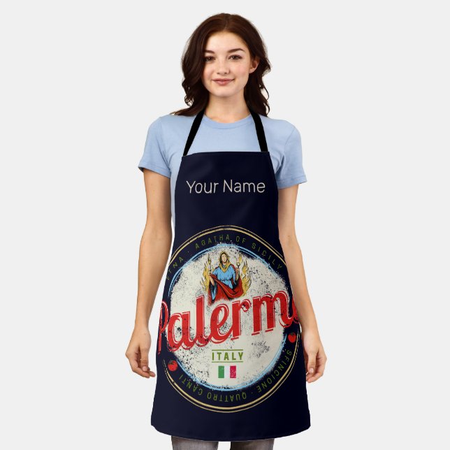 Palermo Capital Of Sicily Italy Vintage Souvenir Apron (Worn)