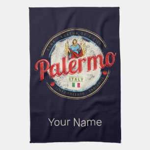 Palermo Capital Of Sicily Italy Vintage Souvenir Kitchen Towel