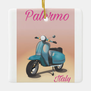 Palermo Italy Scooter poster Ceramic Ornament