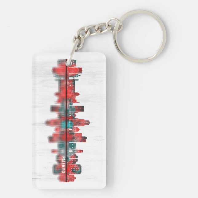 Palermo Italy Skyline Keychain (Back)