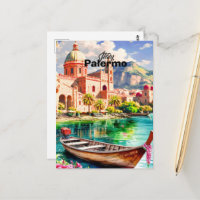 Palermo Italy Travel Poster, Sicily Cityscape Wall