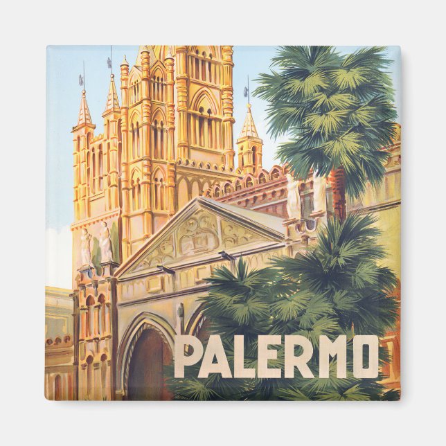 Palermo Italy vintage travel magnet (Front)