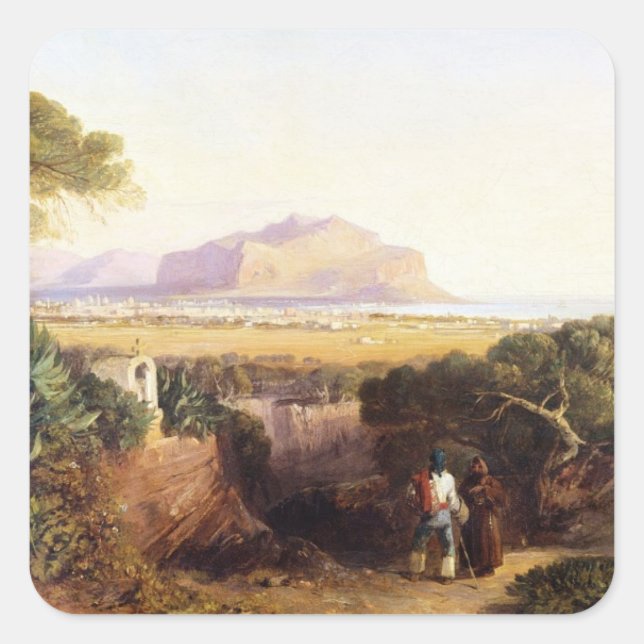 Palermo, Sicily, 1847 (oil on canvas) Square Sticker (Front)