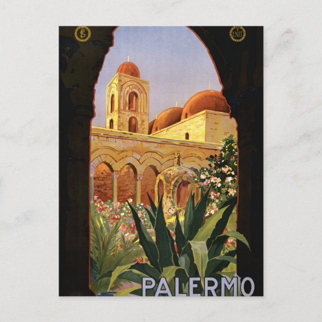 Palermo Sicily Italian Travel Poster 1920 ENIT Postcard (Front)