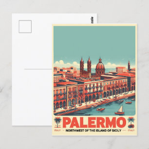 Palermo sicily italian vintage souvenir gifts postcard