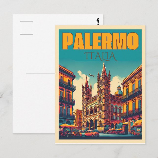 Palermo sicily italian vintage souvenir gifts postcard (Front/Back)