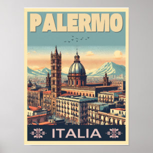 Palermo sicily italian vintage souvenir gifts poster