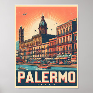 Palermo sicily italian vintage souvenir gifts poster