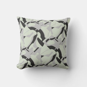 Palest Green Grey Black Diagonal Abstract Print Throw Pillow