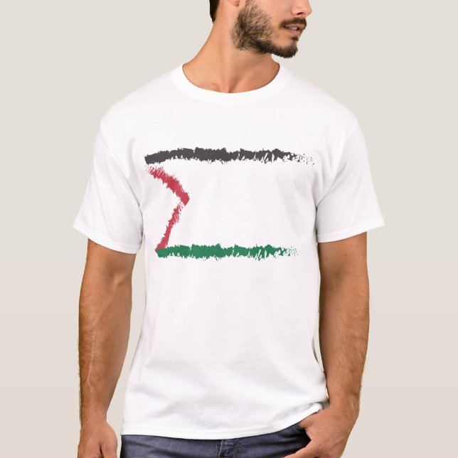 Palestine Abstract Flag Chalk Design T-Shirt (Front)