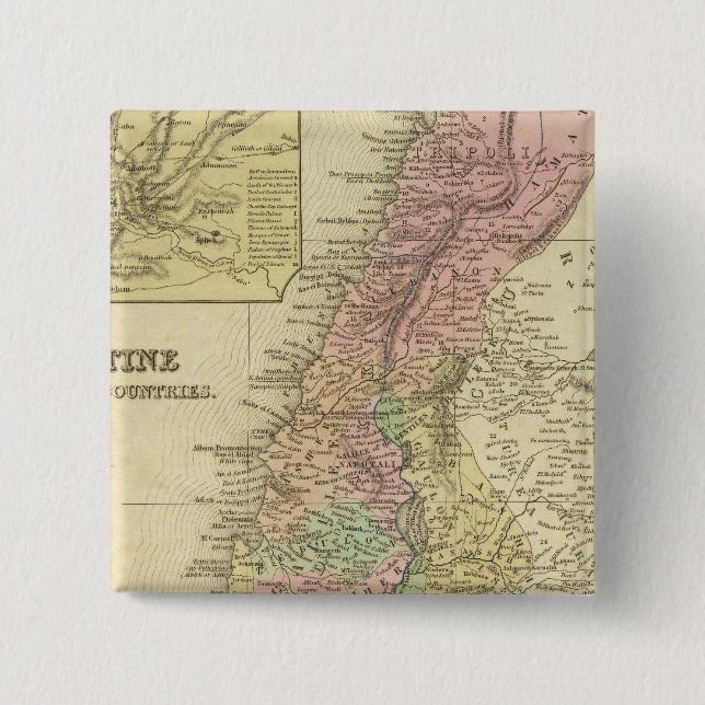 Palestine & Adjacent Countries 2 Inch Square Button (Front)