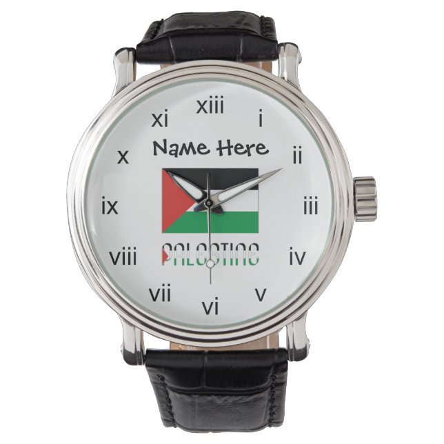 Palestine and Palestinian Flag Personalized  Watch (Front)