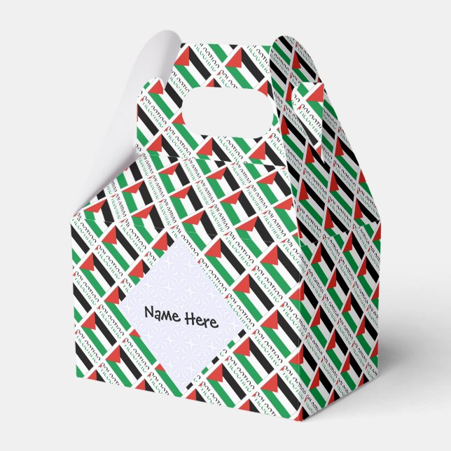 Palestine and Palestinian Flag Tiled with Your Nam Favor Box (Front Side)