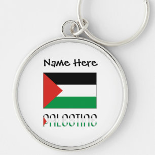 Palestine and Palestinian Flag with Your Name Keychain