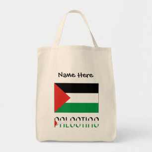 Palestine and Palestinian Flag with Your Name Tote Bag