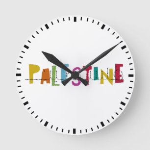 PALESTINE Arabic Name Colourful Tote Bag Watch Round Clock