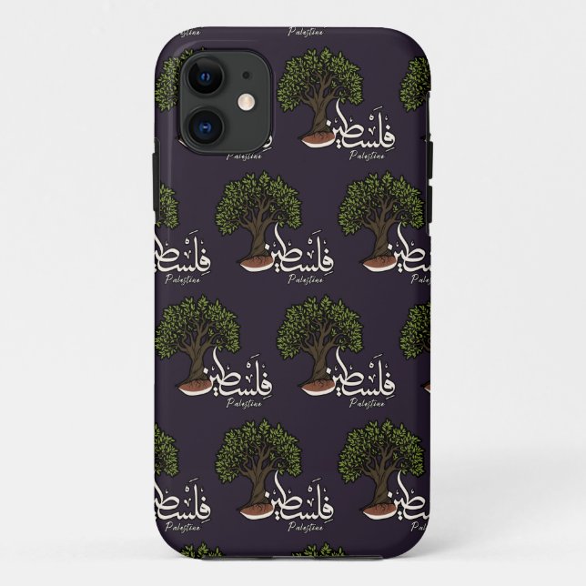 Palestine Arabic word with Palestinian Olive Tree  Case-Mate iPhone Case (Back)