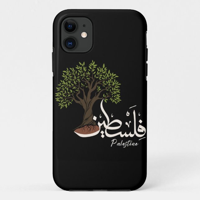 Palestine Arabic word with Palestinian Olive Tree  Case-Mate iPhone Case (Back)