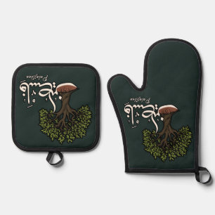 Palestine Arabic word with Palestinian Olive Tree  Oven Mitt & Pot Holder Set