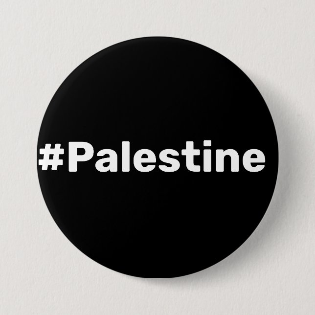 #Palestine basic simple text supporting Gaza  3 Inch Round Button (Front)