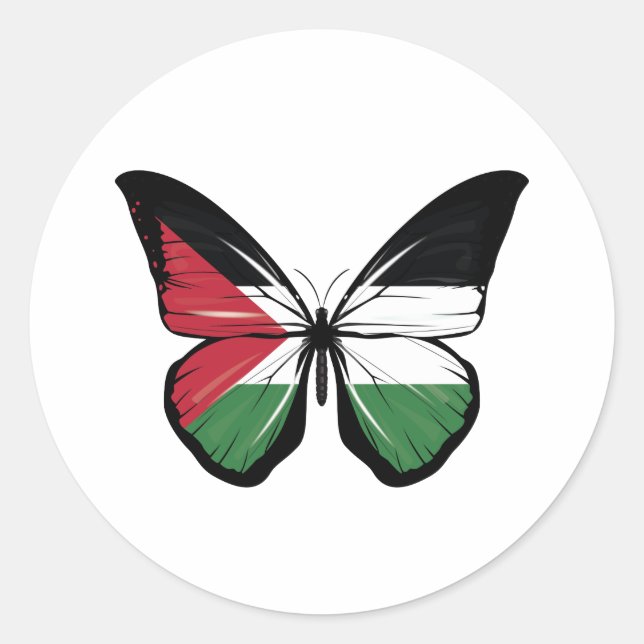 Palestine Butterfly Flag  Classic Round Sticker (Front)