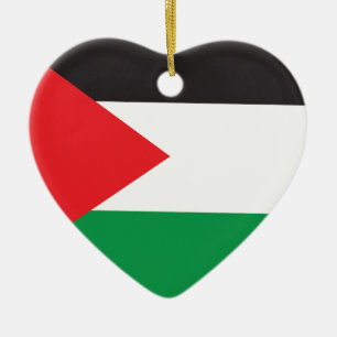 Palestine Button, Patriotic Palestinian Flag Ceramic Ornament