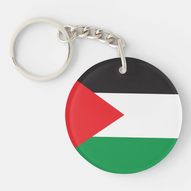Palestine Button, Patriotic Palestinian Flag Keychain (Front)