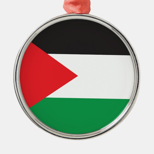 Palestine Button, Patriotic Palestinian Flag Metal Ornament (Front)