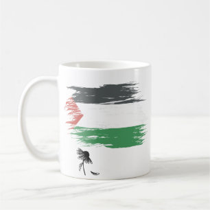 Palestine Coffee Mug Distressed Flag, Sad Daisy