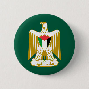 Palestine country coat arms symbol emblem flag eag 2 inch round button
