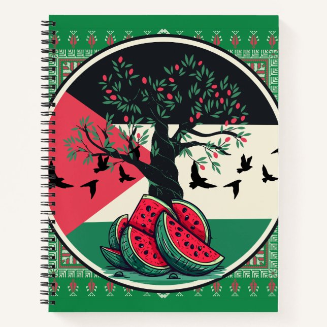 palestine culuture palestine watermelon olive tree notebook (Front)