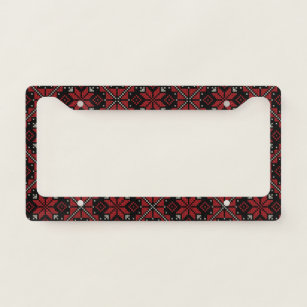 Palestine Embroidery Tatreez Pattern12 crm-red License Plate Frame