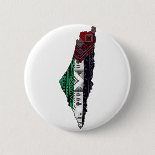 Palestine Embroidery tatreez Pattern flag map free 2 Inch Round Button