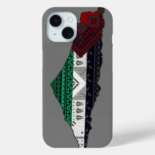 Palestine Embroidery tatreez Pattern flag map free iPhone 15 Case