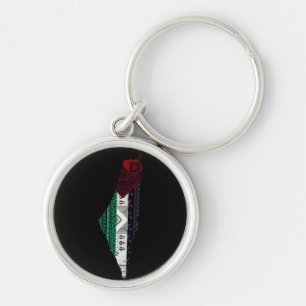 Palestine Embroidery tatreez Pattern flag map free Keychain