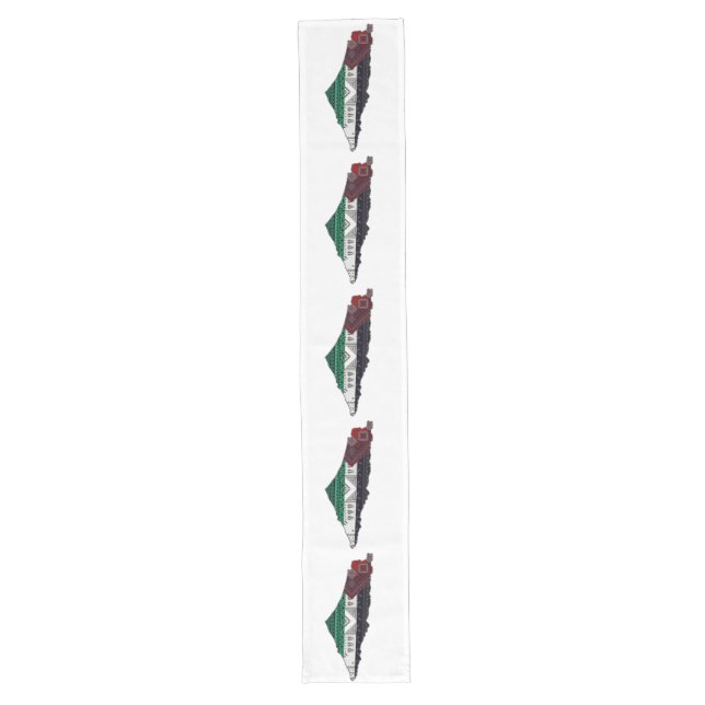 Palestine Embroidery tatreez Pattern flag map free Long Table Runner (Front)