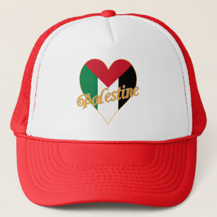 Palestine Flag فلسطين Arabic & English WordArt Trucker Hat