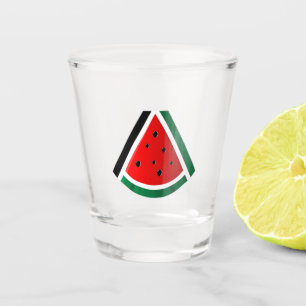 Palestine Flag فلسطين Peace Love   Watermelon Flag Shot Glass