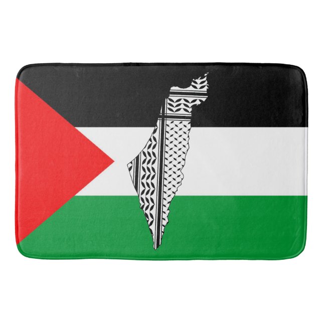  Palestine Flag and Map with Keffiyeg Pattern Bath Mat (Front)