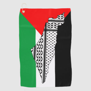 Palestine Flag and Map with Keffiyeg Pattern Golf Towel