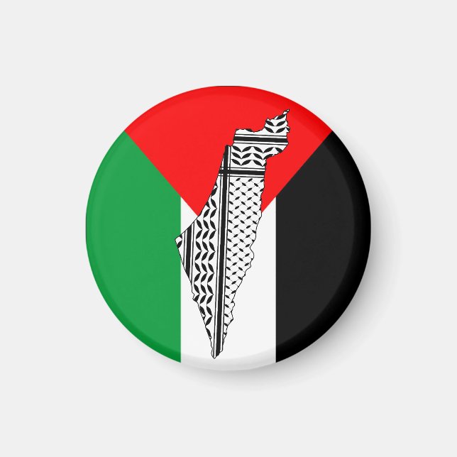  Palestine Flag and Map with Keffiyeg Pattern Magnet (Front)