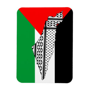  Palestine Flag and Map with Keffiyeg Pattern Magnet